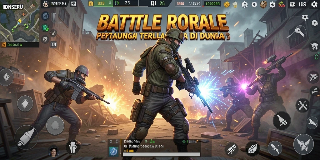 Tampilan gameplay seru dari IDNSERU dalam pertempuran Battle Royale.