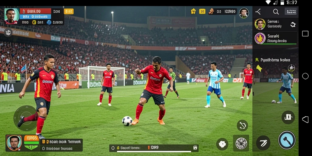 Screenshot permainan IDR89 dengan gameplay sepak bola yang menarik.