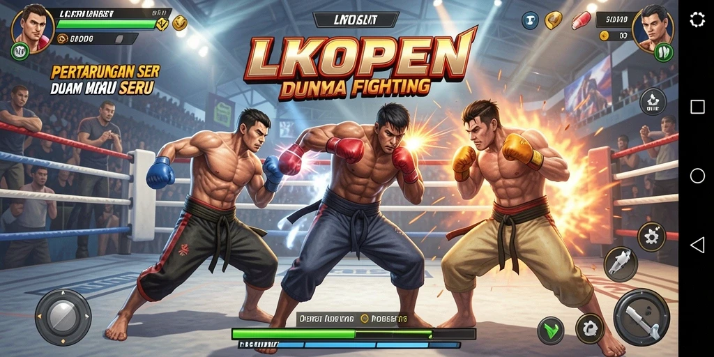Tampilan seru dari gameplay LKOPEN saat pertarungan berlangsung.