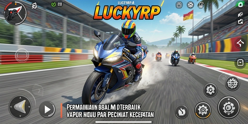 Tampilan gameplay LUCKYRP yang mendebarkan dengan balapan motor.