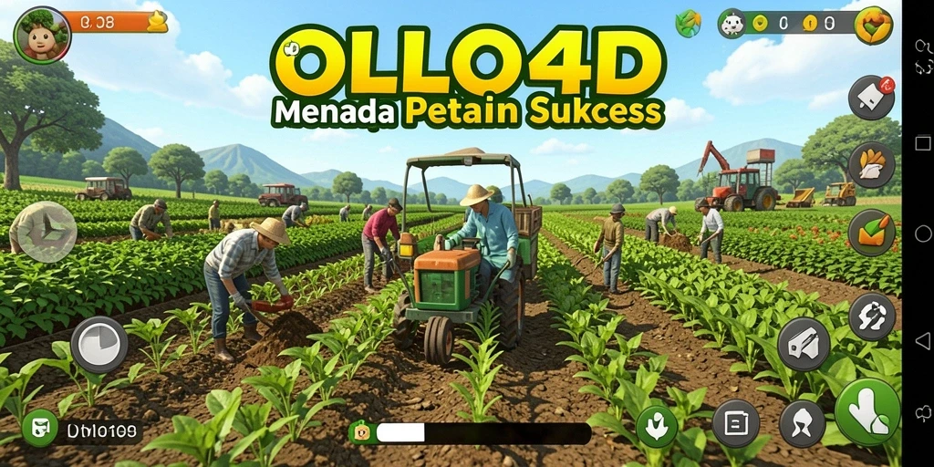 Tangkapan layar utama OLLO4D menampilkan kesibukan aktivitas pertanian yang menarik.
