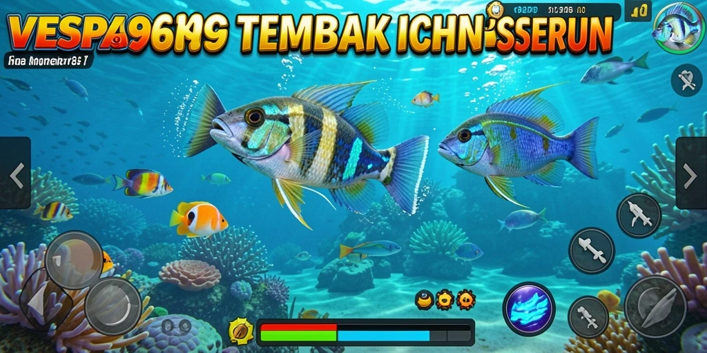 Tampilan gameplay seru dalam VESPA69 saat membidik ikan.